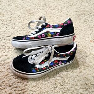 Vans Old Skool Sneakers Off The Wall Black Floral Skate Athletic Shoes Size 12.5